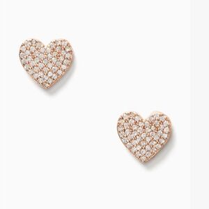 NEW Kate Spade New York Yours Truly Pave Heart StudsEarrings Rosegold + Dustbag
